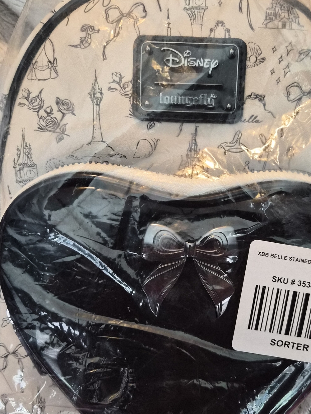Disney Loungefly Princess Sketch With Heart Backpack — Black & White
